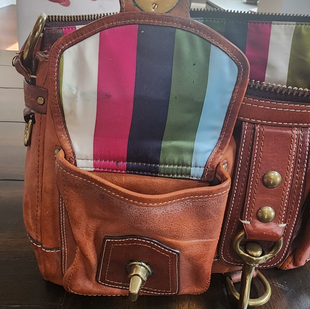 Coach Two-Tone Brown Leather Shoulder Bag - Picture 5 of 14
